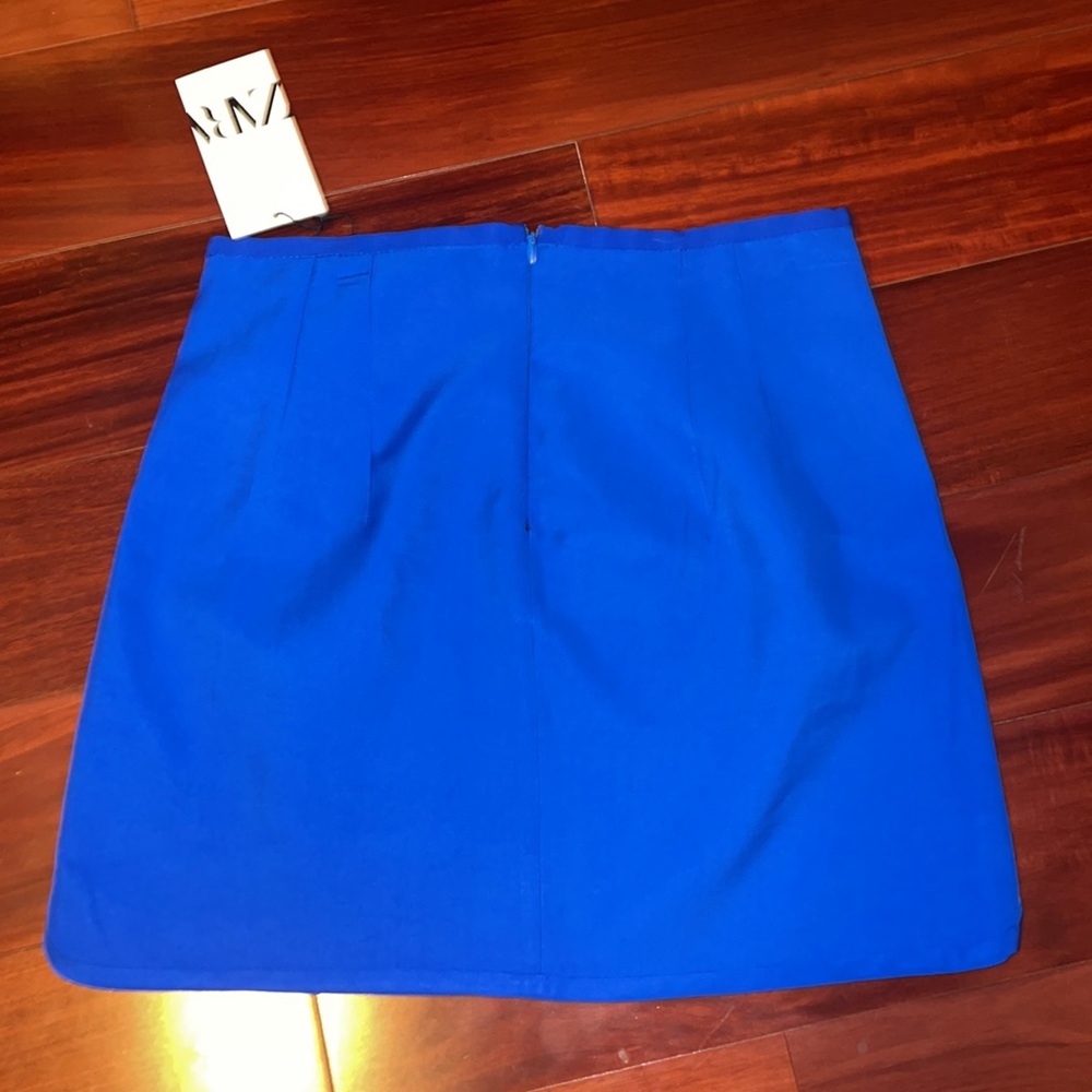 New ZARA SHORT SATIN EFFECT BLUE MINI SKIRT SIZE S 2143/248/420 - Picture 13 of 16